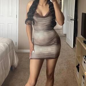 Miss Lola brown/cream mini dress